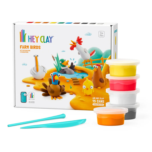 Hey Clay Boerderij Vogels, 15 potjes klei