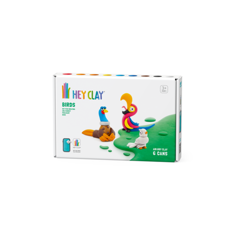 Hey Clay Vogels (papegaai, duif en fazant), 6 potjes klei