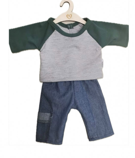 Hollie Kledingset Jeans met zak en shirt groen