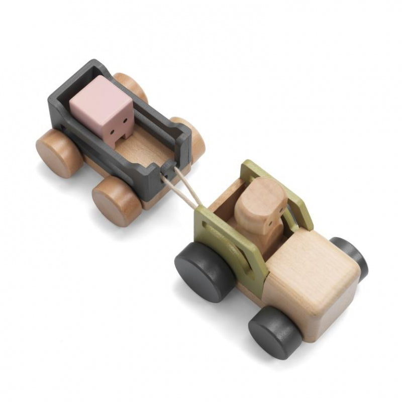 Micki Play World - Houten tractor (4-delig)