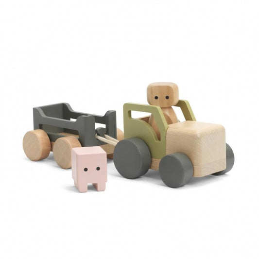 Micki Play World - Houten tractor (4-delig)