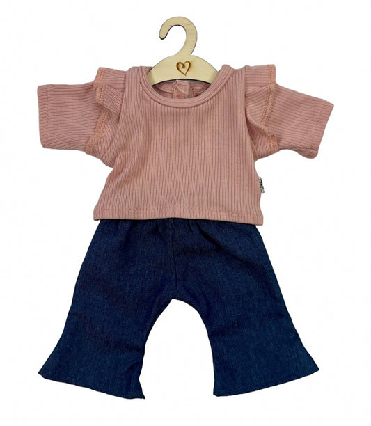 Hollie Poppenbroek flared met shirt roze