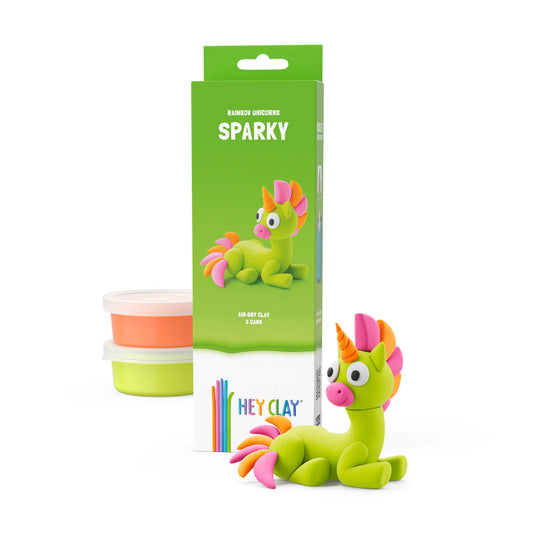 Hey Clay Boetseerklei - Rainbow Unicorns Sparky, 3 potjes klei