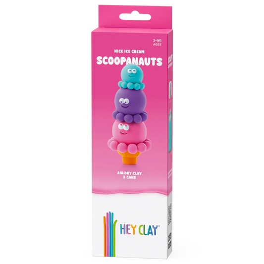 Hey Clay Boetseerklei - Ice Cream - Scoopanauts, 3 potjes klei
